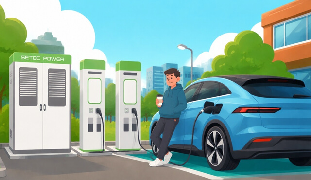 global network growth of top 10 EV charging companies including Tesla, ABB, and Setec Power.